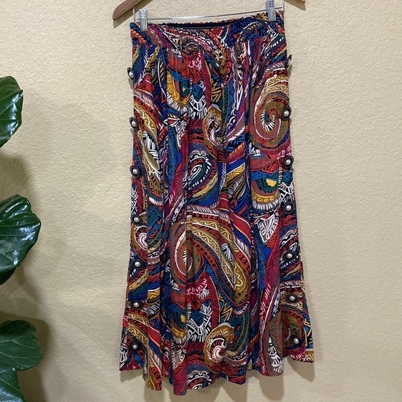 VINTAGE Gene Ewing Bis Boho Western Maxi Skirt - Picture 1 of 12